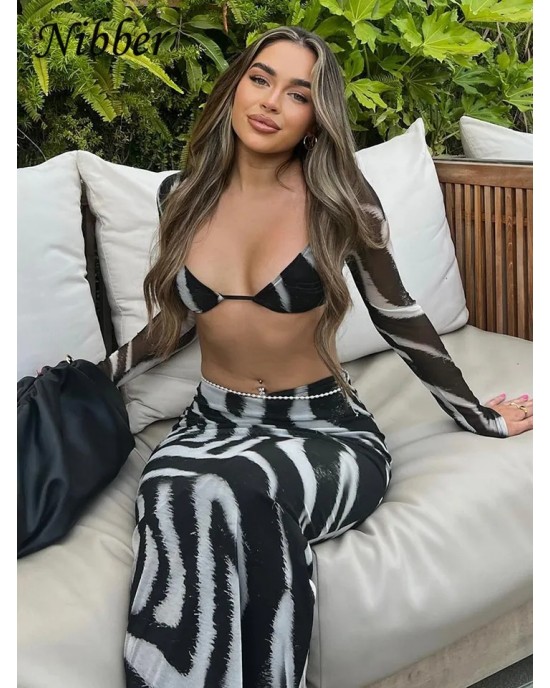 Zebra Two Piece Crop Top Skirt Set Zebra Two Piece Crop Top Skirt Set