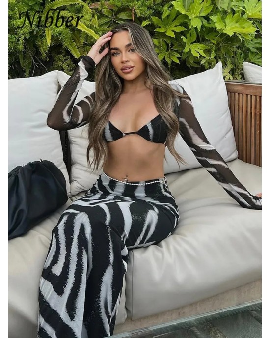 Zebra Two Piece Crop Top Skirt Set Zebra Two Piece Crop Top Skirt Set