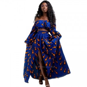 Two Piece Full Sleeve Off The Shoulder African Dress Two Piece Full Sleeve Off The Shoulder African Dress