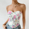 Floral Corset Sweetheart Neckline Tube Top Floral Corset Sweetheart Neckline Tube Top