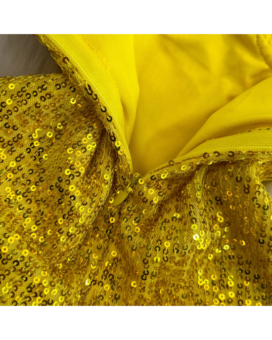 Yellow Sequined Party Dress 