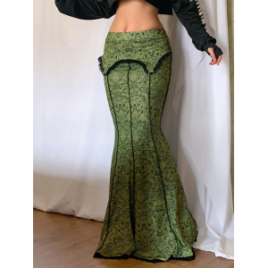 Vintage Fashion Elegant Green Long High Waist Skirt Vintage Fashion Elegant Green Long High Waist Skirt