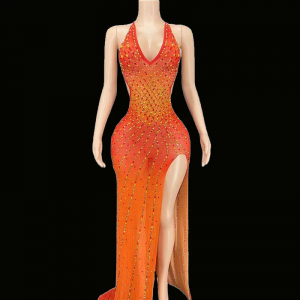 Sexy Split Sparkly Rhinestone Halter Evening Gown Sexy Split Sparkly Rhinestone Halter Evening Gown