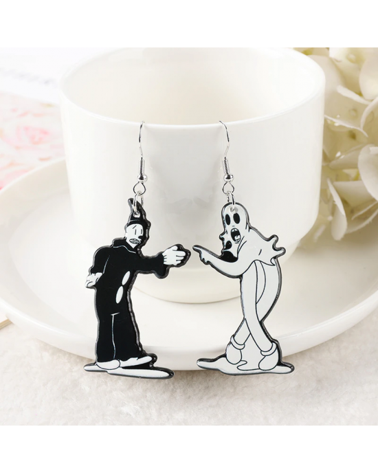 Vintage Halloween Cartoon Ghost Clown Earrings Vintage Halloween Cartoon Ghost Clown Earrings