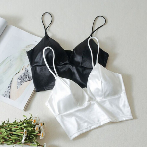 Silk Spaghetti Strap Crop Top 