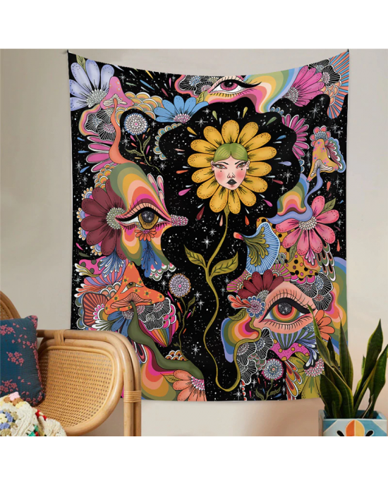 Psychedelic Flower Tapestry