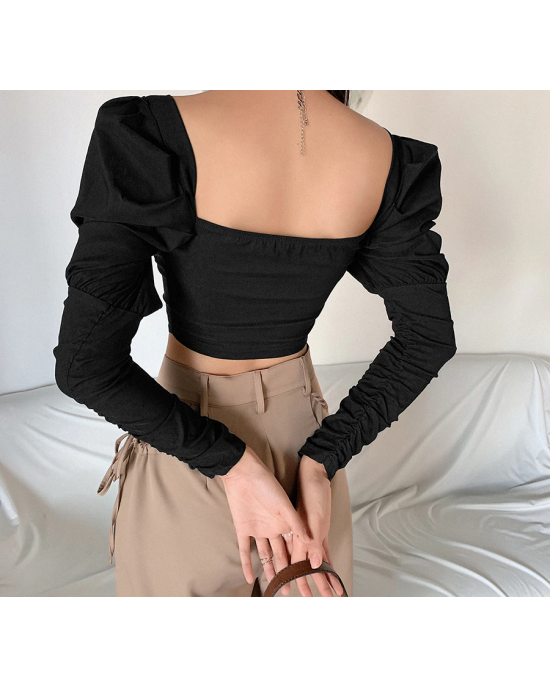 Romantic Puff Sleeve Corset Crop Top Romantic Puff Sleeve Corset Crop Top