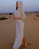 Middle Eastern Influence Hoodie Sleeveless Slit Slim Maxi Dress 