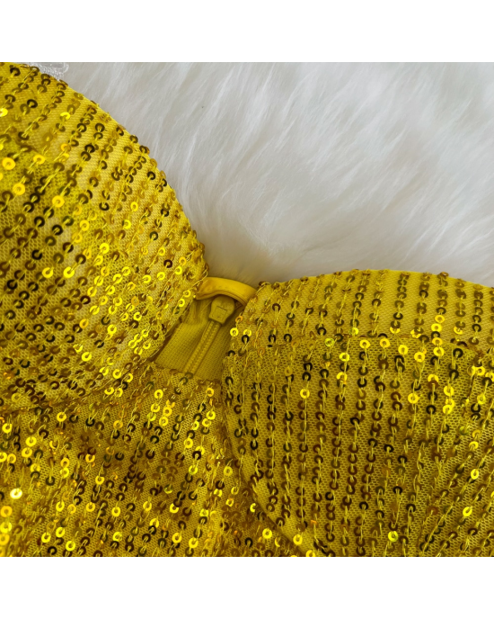 Yellow Sequined Party Dress 