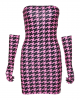 Hot Pink & Black Bodycon Mini Dress With Gloves