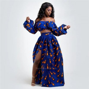 Two Piece Full Sleeve Off The Shoulder African Dress Two Piece Full Sleeve Off The Shoulder African Dress