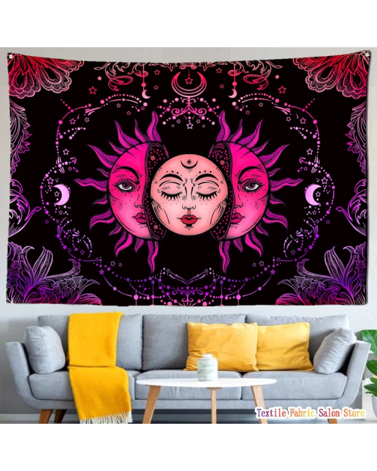 Pink Sun Moon Tapestry  Pink Sun Moon Tapestry