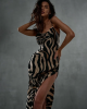 Leopard Zebra Print Dramatic Slit Backless Bodycon Dress