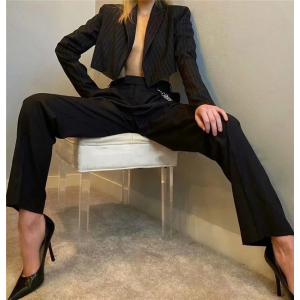 Pin Striped Suit Cropped Blazer Pin Striped Suit Cropped Blazer