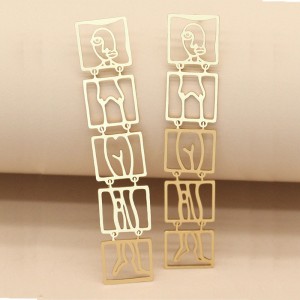 Abstract Gold Silhouette Woman Earrings  Abstract Gold Silhouette Woman Earrings
