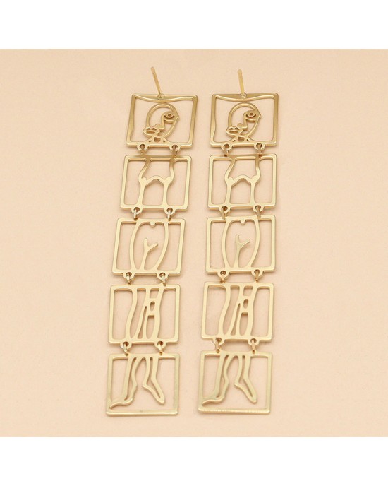 Abstract Gold Silhouette Woman Earrings 