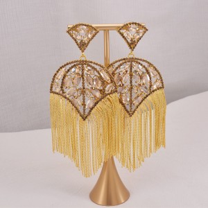 Sparkly Rhinestone Tassel Chandelier Earrings 