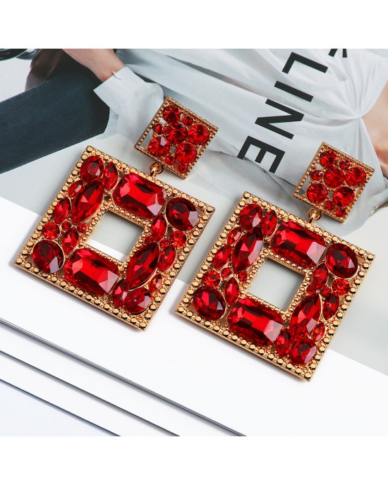 Turkish Influence Square Jeweled Earrings Turkish Influence Square Jeweled Earrings