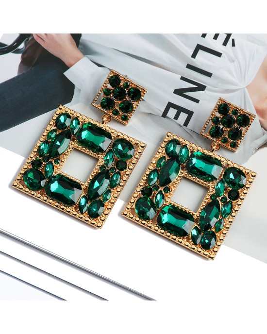 Turkish Influence Square Jeweled Earrings Turkish Influence Square Jeweled Earrings