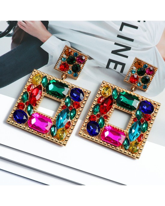 Turkish Influence Square Jeweled Earrings Turkish Influence Square Jeweled Earrings
