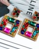 Turkish Influence Square Jeweled Earrings Turkish Influence Square Jeweled Earrings