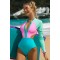 Barbie Color Block Cutout Long Sleeve One-Piece Swimsuit Barbie Color Block Cutout Long Sleeve One-Piece Swimsuit