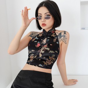 Chinese Beauty Embroidery Crop Top  Chinese Beauty Embroidery Crop Top