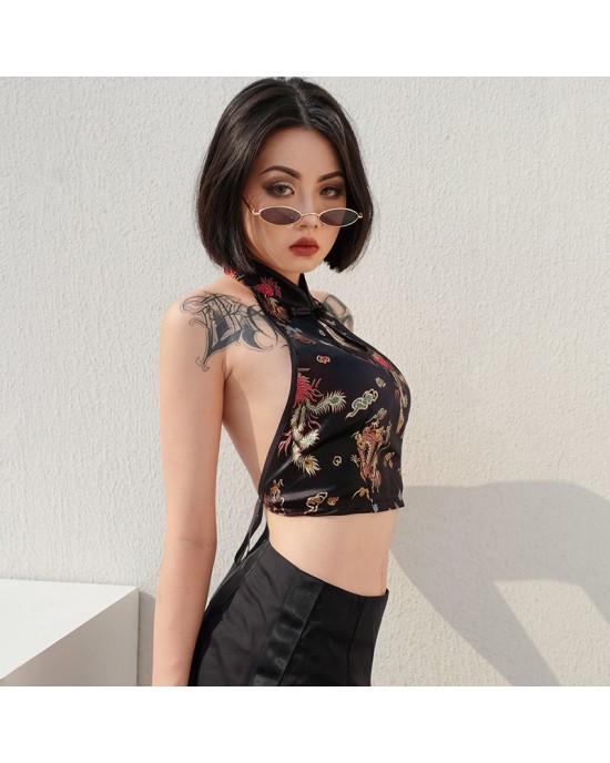 Chinese Beauty Embroidery Crop Top 