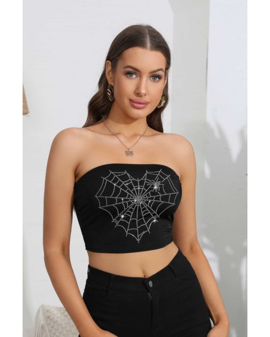 Heart Spider Web Graphic Tube Top