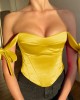 Vintage Corset Tube Top With Bow Tie Off The Shoulder Accents