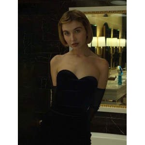 Black Velvet Sweetheart Neckline Mini Dress with Removable Mesh Sleeves Black Velvet Sweetheart Neckline Mini Dress with Removable Mesh Sleeves