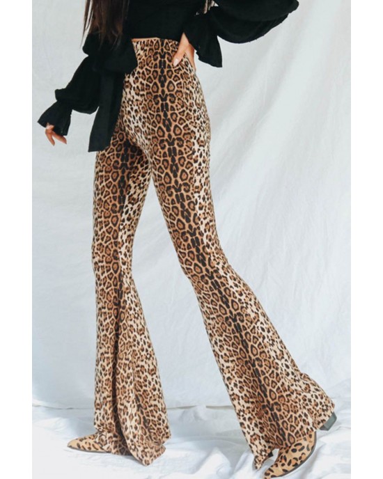 Leopard Print Flare Leg Pants