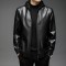 Men's Black Hoodie Leatherette Jacket Men's Black Hoodie Leatherette Jacket