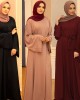 Middle Eastern Woman in Red Wine Manteau 