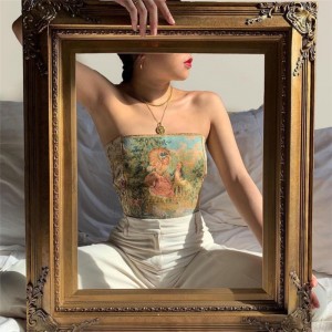 Fantasy Cottage Oil Painting Fairy Tale Corset Tube Top Fantasy Cottage Oil Painting Fairy Tale Corset Tube Top