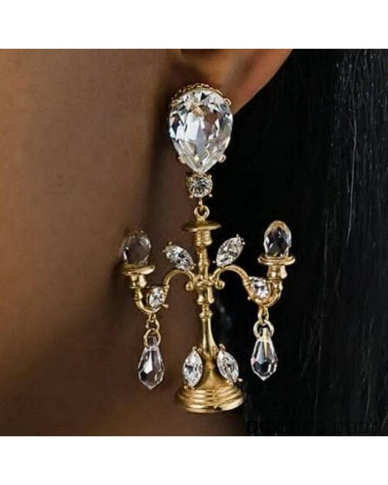 Crystal Mini Chandelier Rhinestone Statement Bridal Party Earrings 