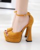 Colombian Yellow Platform Pumps High Heels