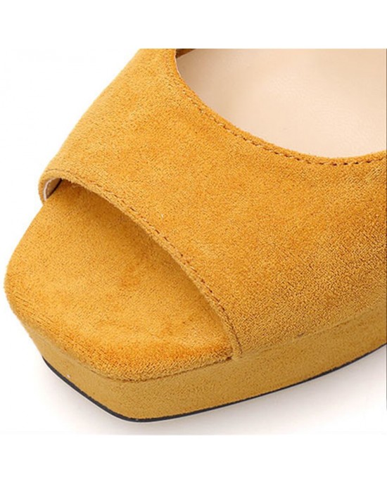 Colombian Yellow Platform Pumps High Heels