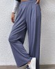 Pleated Detail Wide-Leg Pants with Pockets