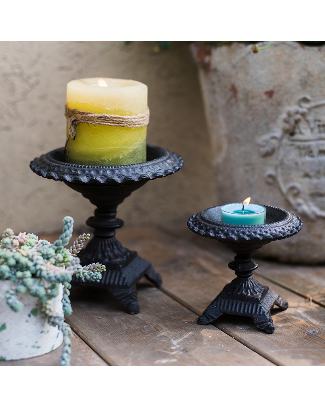 Retro Cast Iron Candle Holder Rack Antique Candlestick Photography