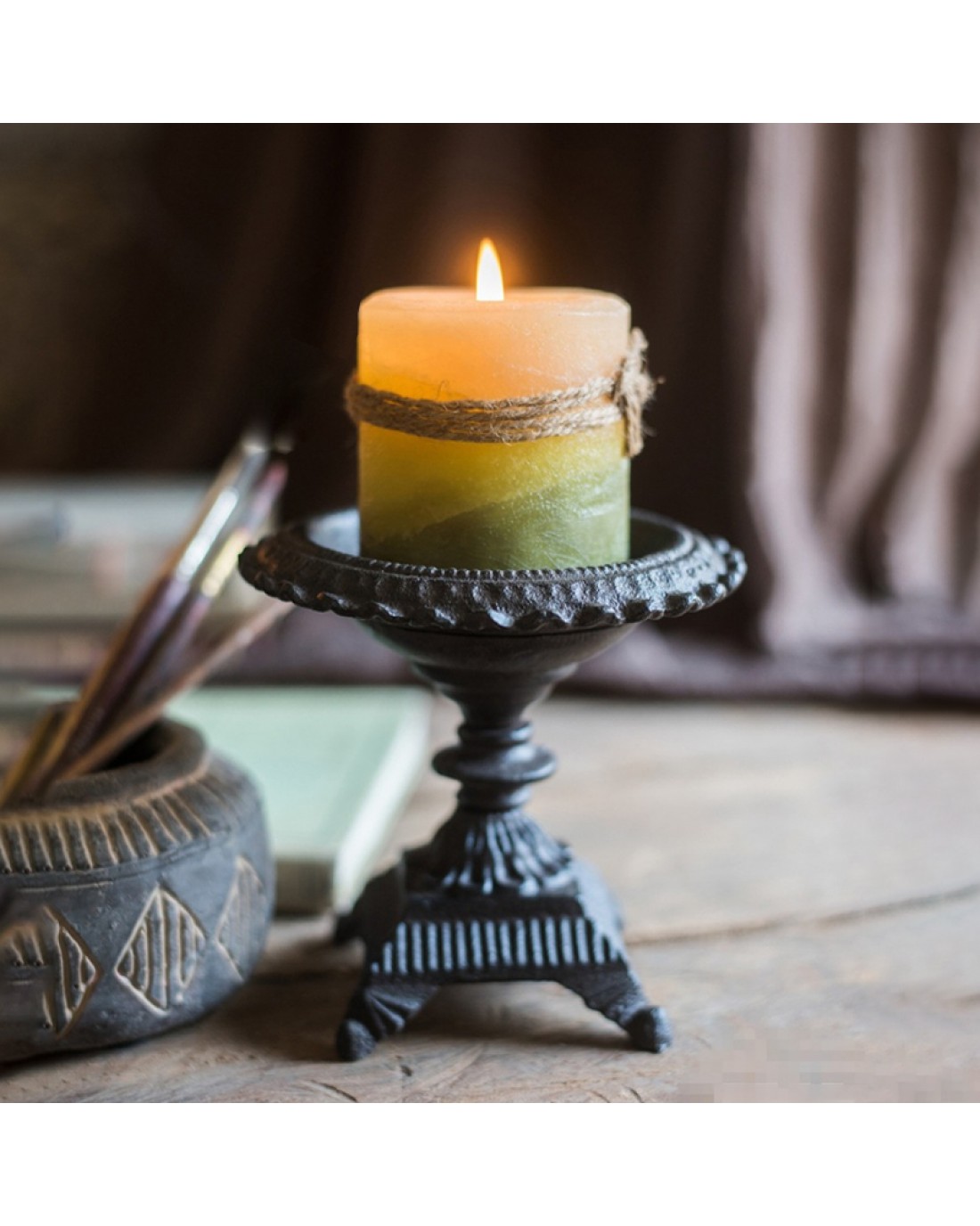 Retro Cast Iron Candle Holder Rack Antique Candlestick Photography