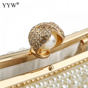 Dress Her In All White Pearl Beaded Clutch Party Bridal Wedding Purse