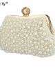 Dress Her In All White Pearl Beaded Clutch Party Bridal Wedding Purse
