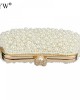 Dress Her In All White Pearl Beaded Clutch Party Bridal Wedding Purse
