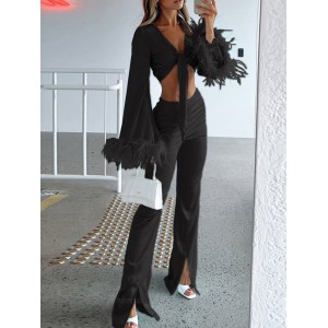 Silky And Feathered Flare Two Piece Set Silky And Feathered Flare Two Piece Set