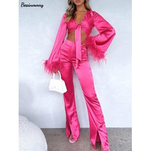 Silky And Feathered Flare Two Piece Set Silky And Feathered Flare Two Piece Set