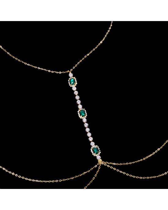 Green Crystal Accented Body Chain