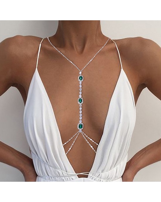 Green Crystal Accented Body Chain