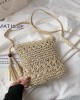 90s Knitted Straw Tote Purse 