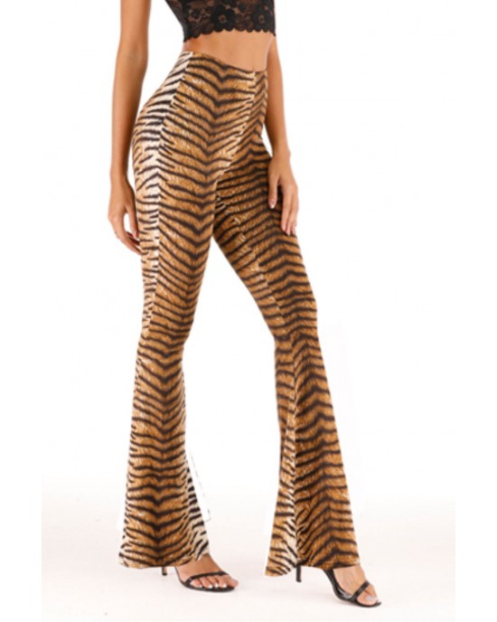 Tiger Print Flare Leg Pants